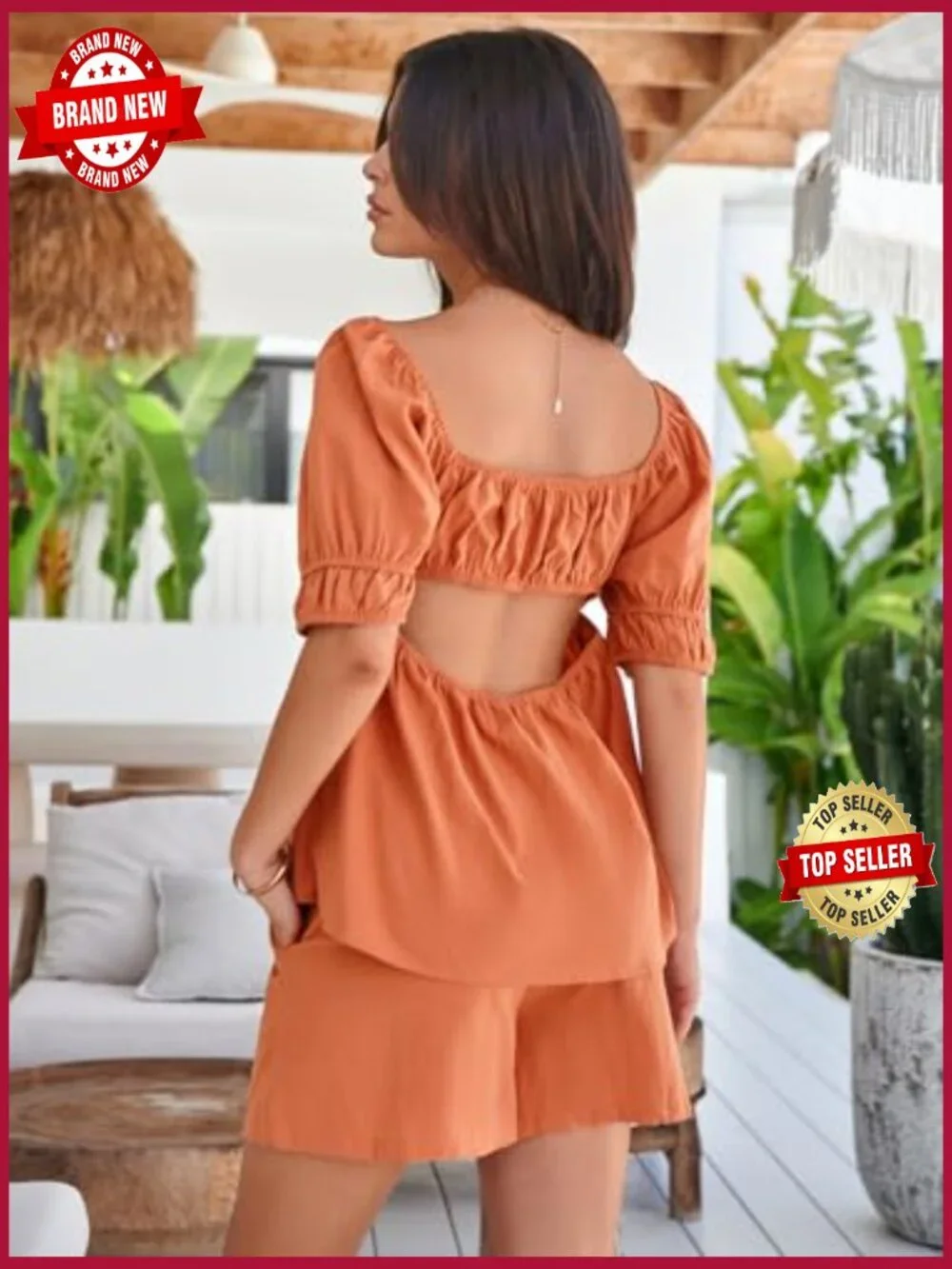2 Piece Summer Babydoll Top and Shorts Matching Set